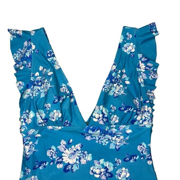 Cupshe Royal Elegance Blue Floral One Piece Swimsuit Size Medium - Picture 2 of 7